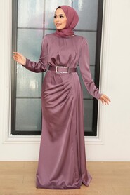  Stylish Lila Islamic Long Sleeve Maxi Dress 3606LILA - 3