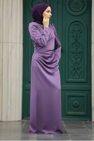  Stylish Lila Muslim Bridesmaid Dress 40773LILA - Thumbnail
