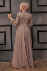  Stylish Mink Hijab Evening Dress 22061V - 2