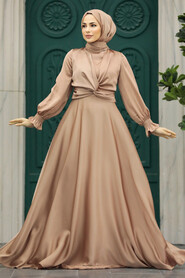  Stylish Mink Islamic Clothing Engagement Dress 3389V - 1