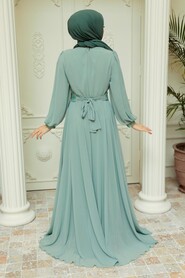  Stylish Mint Hijab Wedding Gown 22071MINT - 3