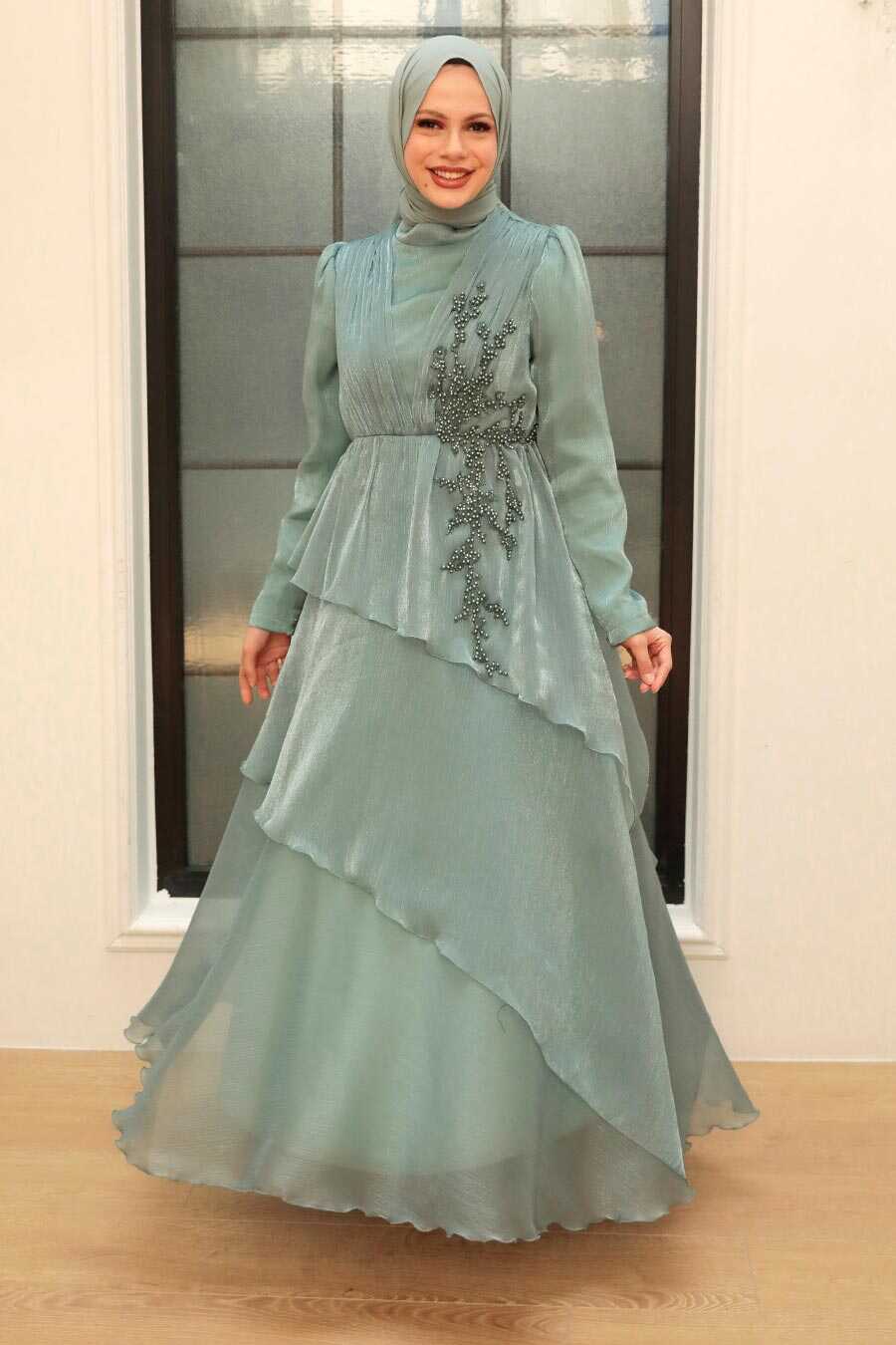 Stylish Mint Islamic Engagement Dress 25825MINT - Neva-style.com