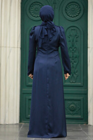  Stylish Navy Blue Muslim Bridesmaid Dress 40773L - 3