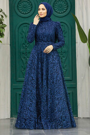  Stylish Navy Blue Muslim Wedding Dress 23241L - 1