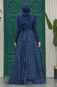  Stylish Navy Blue Muslim Wedding Dress 23241L - 3