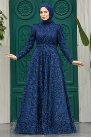  Stylish Navy Blue Muslim Wedding Dress 23241L - 2