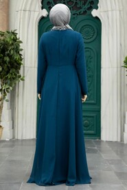  Stylish Petrol Blue Islamic Evening Dress 25850PM - 3