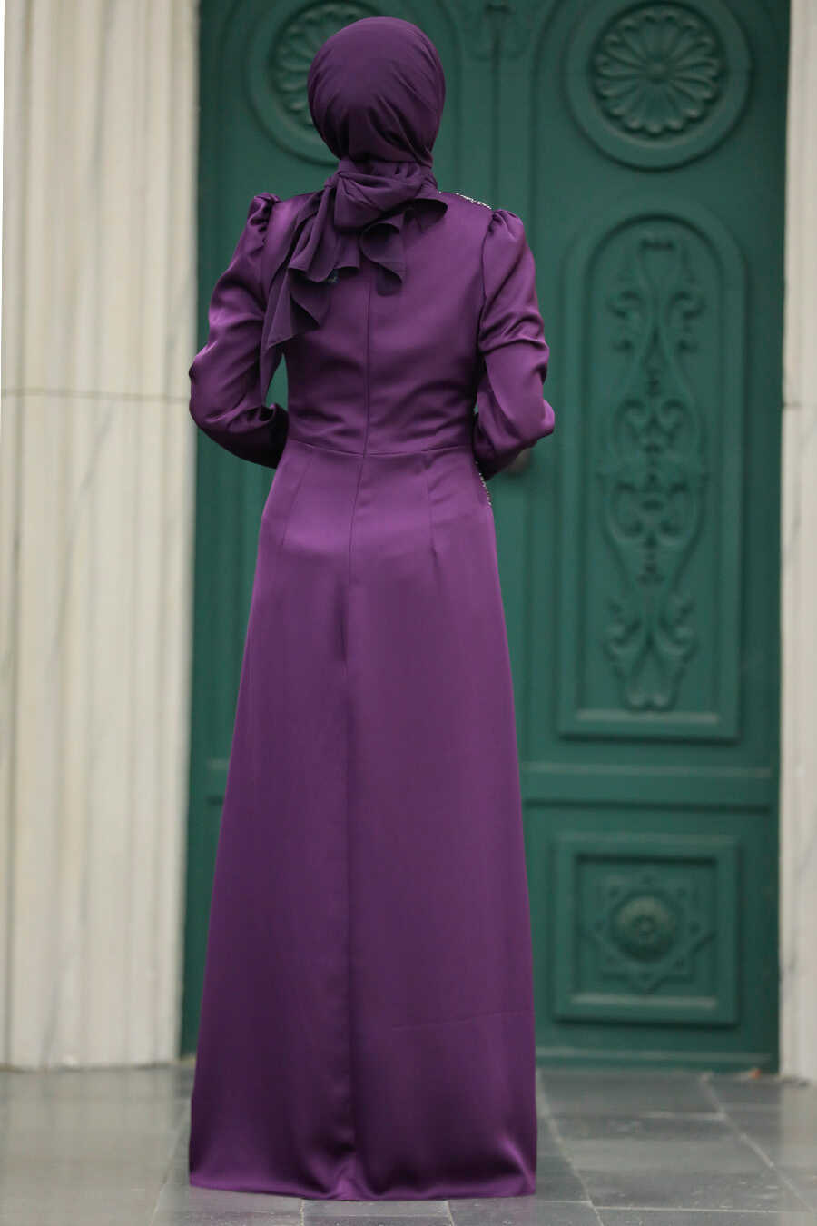 Neva Style - Stylish Plum Color Muslim Bridesmaid Dress 40773MU