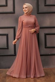  Stylish Powder Pink Islamic Engagement Dress 4305PD - 2