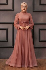  Stylish Powder Pink Islamic Engagement Dress 4305PD - 1