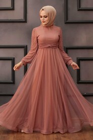 Stylish Powder Pink Islamic Engagement Dress 4305PD - 4