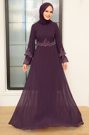  Stylish Purple Islamic Evening Dress 9181MOR - 1