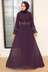  Stylish Purple Islamic Evening Dress 9181MOR - 2