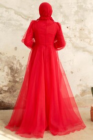  Stylish Red Muslim Bridal Dress 22571K - 3