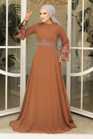  Stylish Sunuff Colored Islamic Evening Dress 9181TB - 1