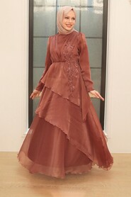  Stylish Terra Cotta Islamic Engagement Dress 25825KRMT - 1