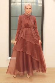  Stylish Terra Cotta Islamic Engagement Dress 25825KRMT - 2