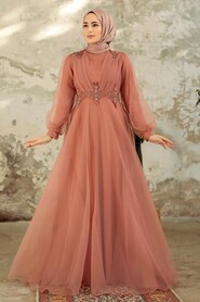  Stylish Terra Cotta Muslim Bridal Dress 22571KRMT - 1