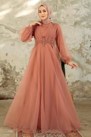  Stylish Terra Cotta Muslim Bridal Dress 22571KRMT - 2