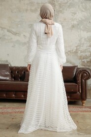  Stylish White Islamic Clothing Prom Dress 38920B - 3