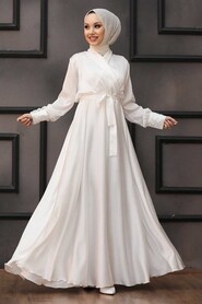  Stylish White Muslim Prom Dress 1418B - 1
