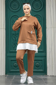  Sunuff Colored Hijab For Women Dual Suit 7108TB - 1