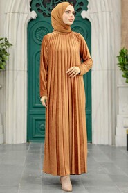  Sunuff Colored Hijab Velvet Dress 1287TB - 2