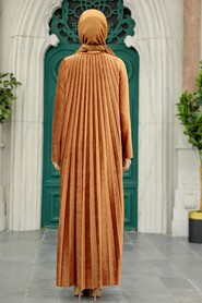  Sunuff Colored Hijab Velvet Dress 1287TB - 3