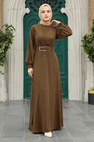  Sunuff Colored Islamic Clothing Dress 3425TB - NEVA STYLE
