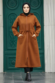 Neva Style - Sunuff Colored Long Sleeve Coat 5947TB - Thumbnail