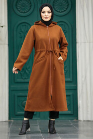 Neva Style - Sunuff Colored Long Sleeve Coat 5947TB - Thumbnail