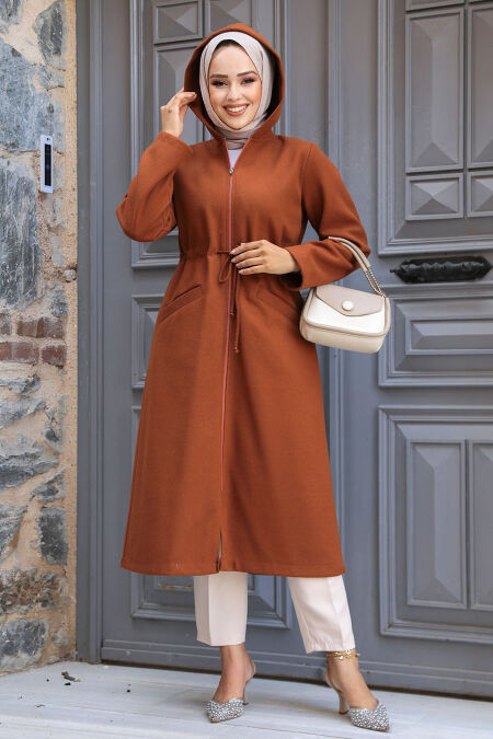  Sunuff Colored Long Sleeve Coat 5947TB - NEVA STYLE