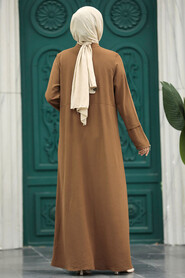  Sunuff Colored Long Sleeve Turkısh Abaya 11055KTB - 4