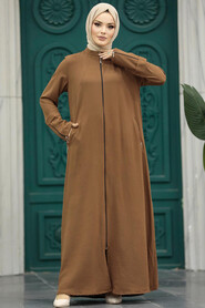  Sunuff Colored Long Sleeve Turkısh Abaya 11055KTB - 2