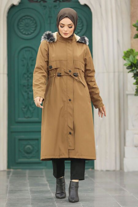  Sunuff Colored Plus Size Parka Coat 60652TB - NEVA STYLE