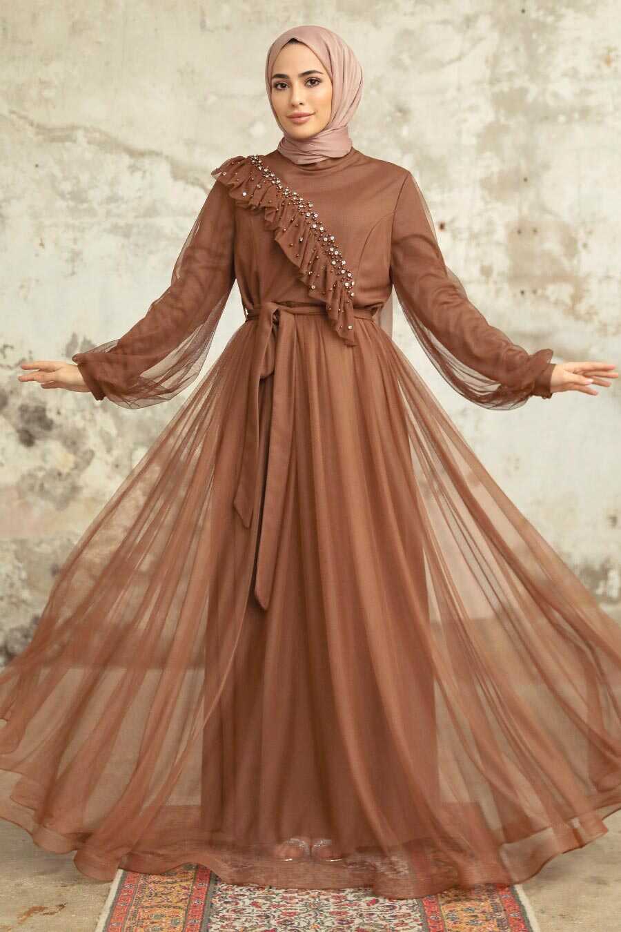 Neva Style - Sunuff Colored Tukish Modest Bridesmaid Dress 25841TB