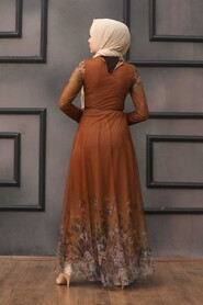  Sunuff Colored Turkish Hijab Long Sleeve Dress 50171TB - 4
