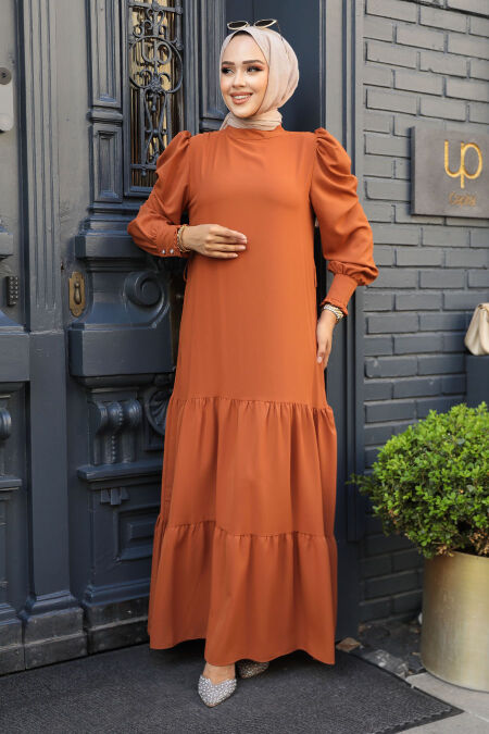  Sunuff Colored Women Dress 5883TB - NEVA STYLE