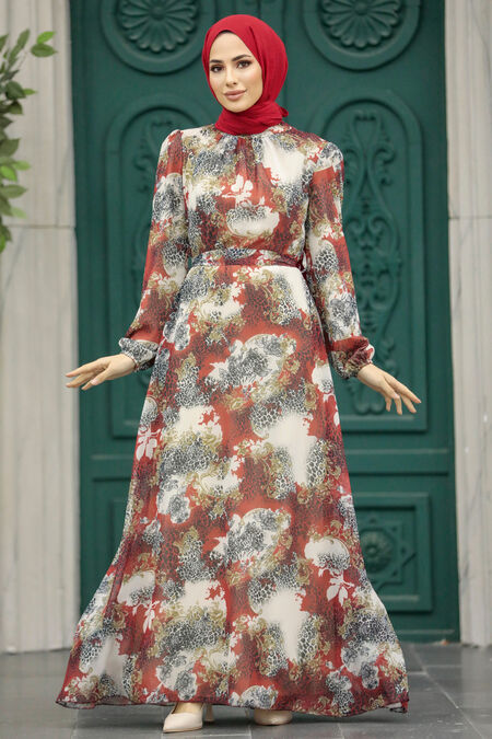  Terra Cotta Hijab For Women Dress 27944KRMT - NEVA STYLE