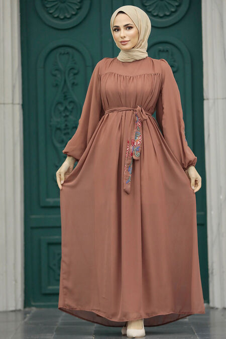  Terra Cotta Hijab For Women Dress 8889KRMT - NEVA STYLE