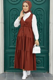  Terra Cotta Hijab Gilet Dress 577KKRMT - 2