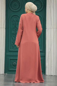  Terra Cotta Islamic Clothing Turkish Abaya 20038KRMT - 6