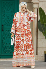  Terra Cotta Long Muslim Dress 51951KRMT - 2