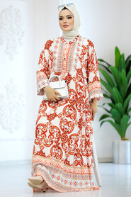  Terra Cotta Long Muslim Dress 51951KRMT - 5