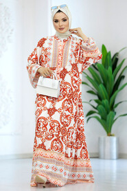  Terra Cotta Long Muslim Dress 51951KRMT - 3