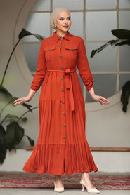  Terra Cotta Long Sleeve Dress 40971KRMT - 1