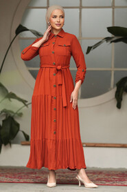  Terra Cotta Long Sleeve Dress 40971KRMT - 2