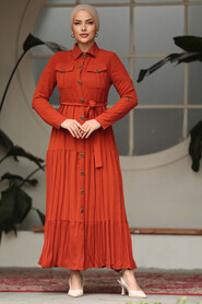  Terra Cotta Long Sleeve Dress 40971KRMT - 4