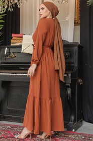  Terra Cotta Modest Long Dress 659KRMT - 4