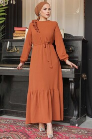  Terra Cotta Modest Long Dress 659KRMT - 1